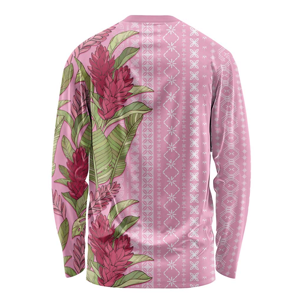 Women's Day Samoa Malu Tattoo Inspired Mix Teuila Long Sleeve Shirt Rose Pink