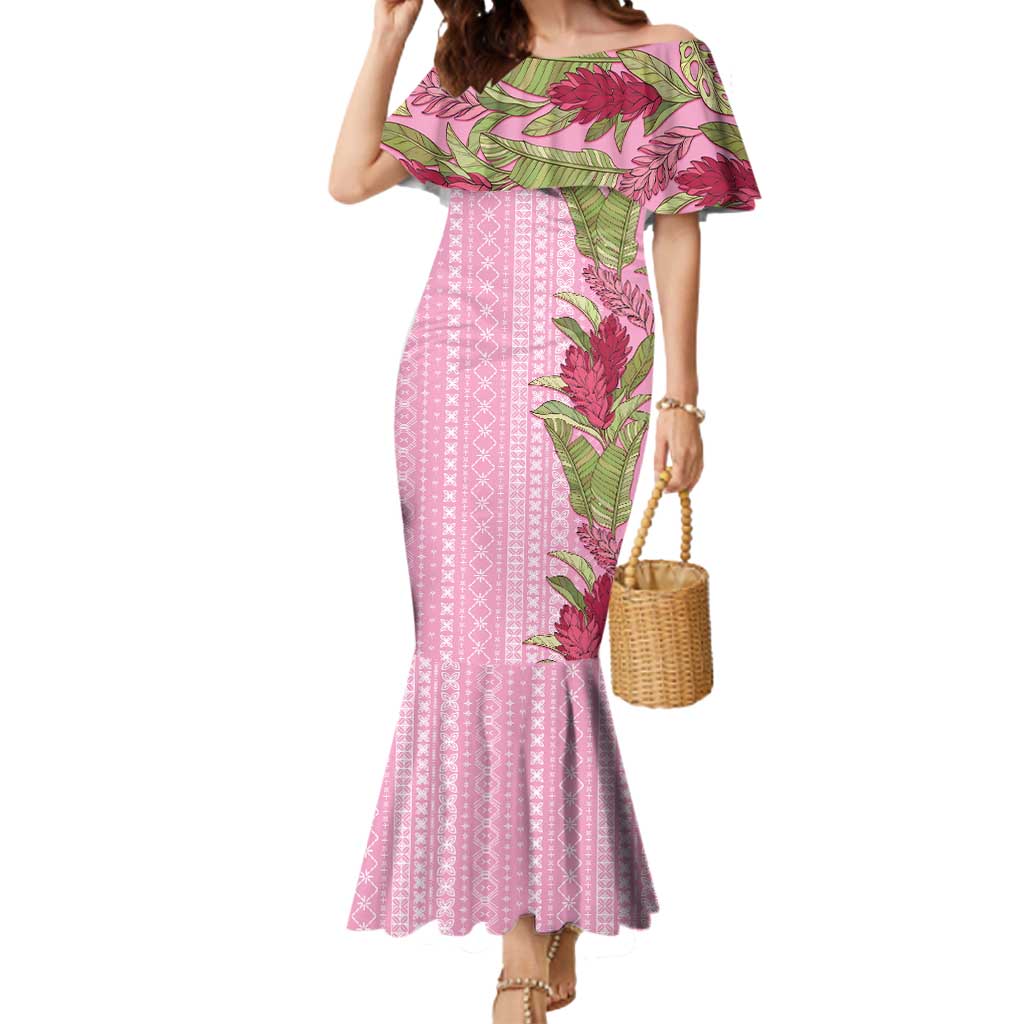 Women's Day Samoa Malu Tattoo Inspired Mix Teuila Mermaid Dress Rose Pink