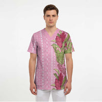 Women's Day Samoa Malu Tattoo Inspired Mix Teuila Scrub Top Rose Pink