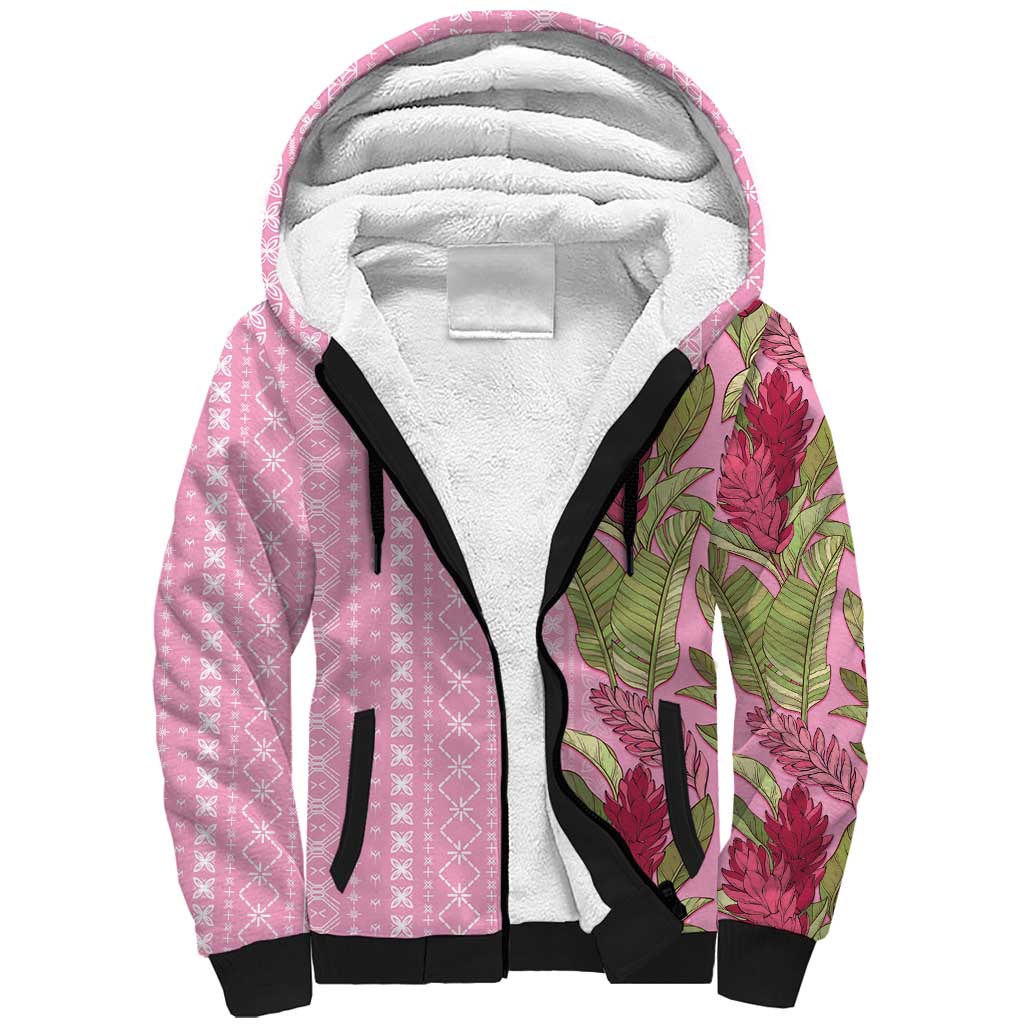 Women's Day Samoa Malu Tattoo Inspired Mix Teuila Sherpa Hoodie Rose Pink