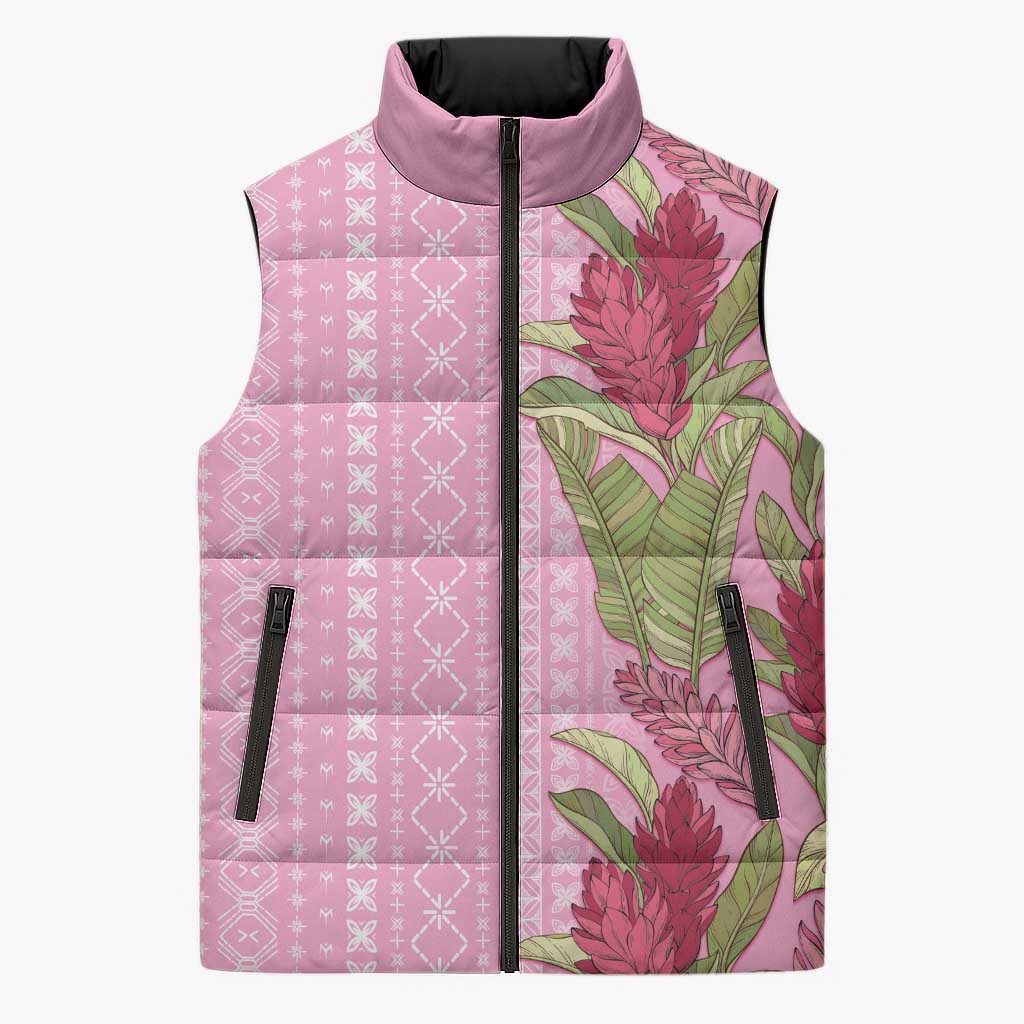 Women's Day Samoa Malu Tattoo Inspired Mix Teuila Sleeveless Puffer Jacket Rose Pink