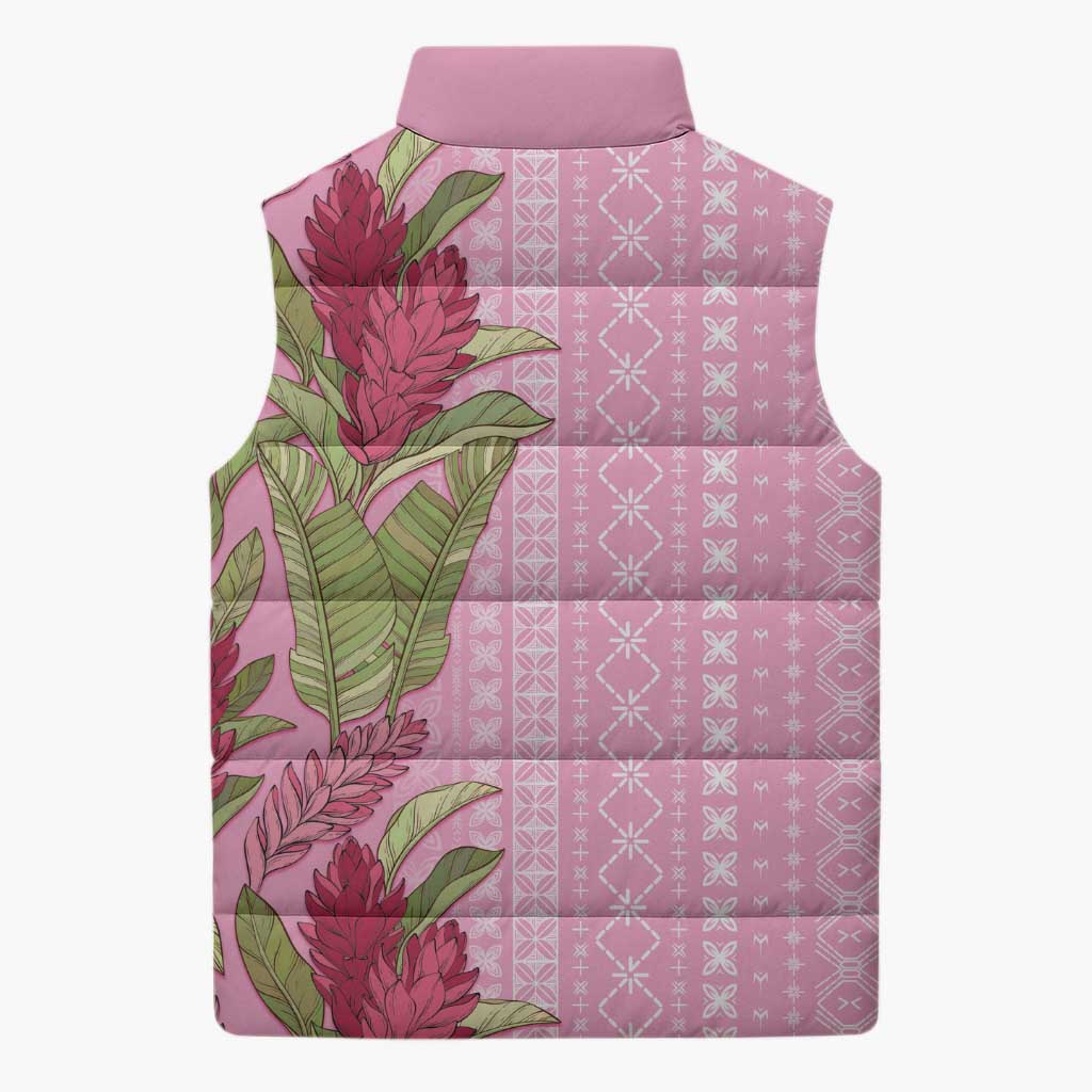 Women's Day Samoa Malu Tattoo Inspired Mix Teuila Sleeveless Puffer Jacket Rose Pink