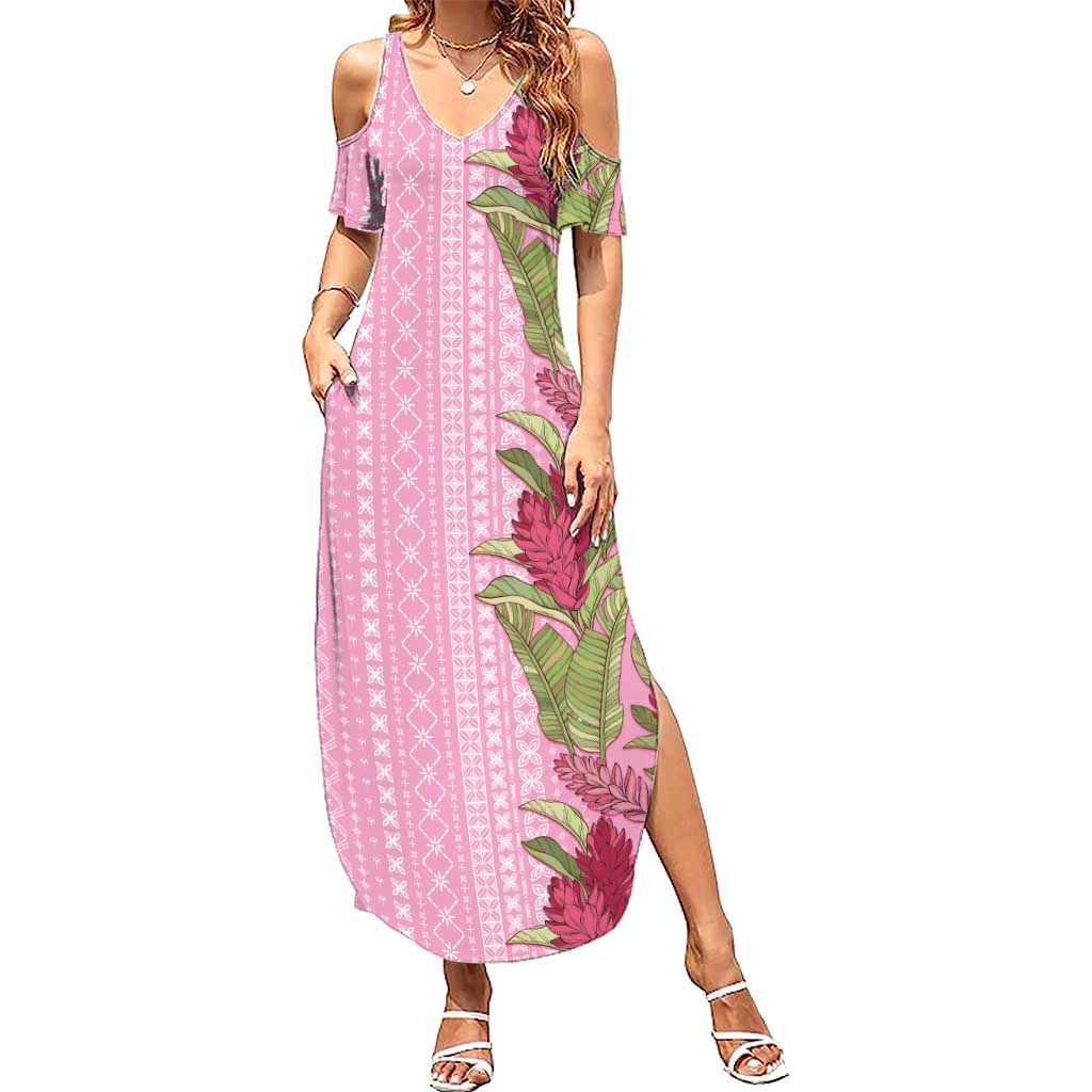 Women's Day Samoa Malu Tattoo Inspired Mix Teuila Summer Maxi Dress Rose Pink