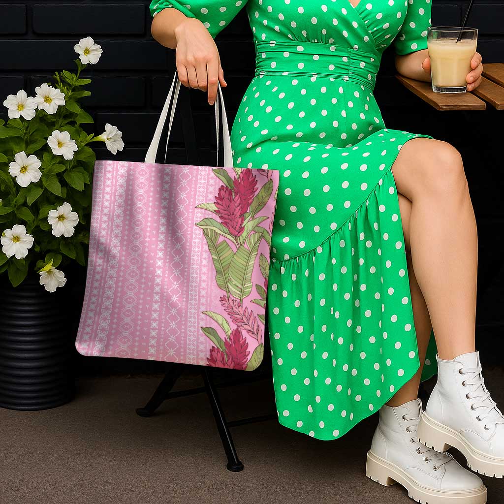 Women's Day Samoa Malu Tattoo Inspired Mix Teuila Tote Bag Rose Pink