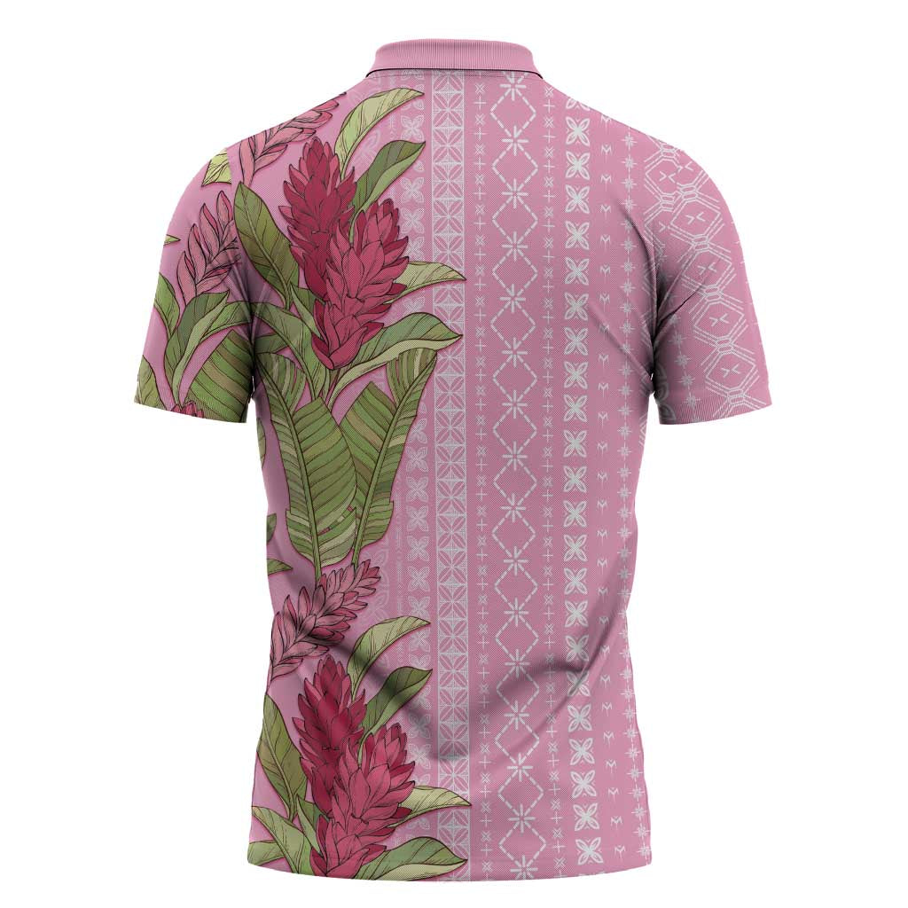 Women's Day Samoa Malu Tattoo Inspired Mix Teuila Zipper Polo Shirt Rose Pink