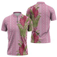 Women's Day Samoa Malu Tattoo Inspired Mix Teuila Zipper Polo Shirt Rose Pink