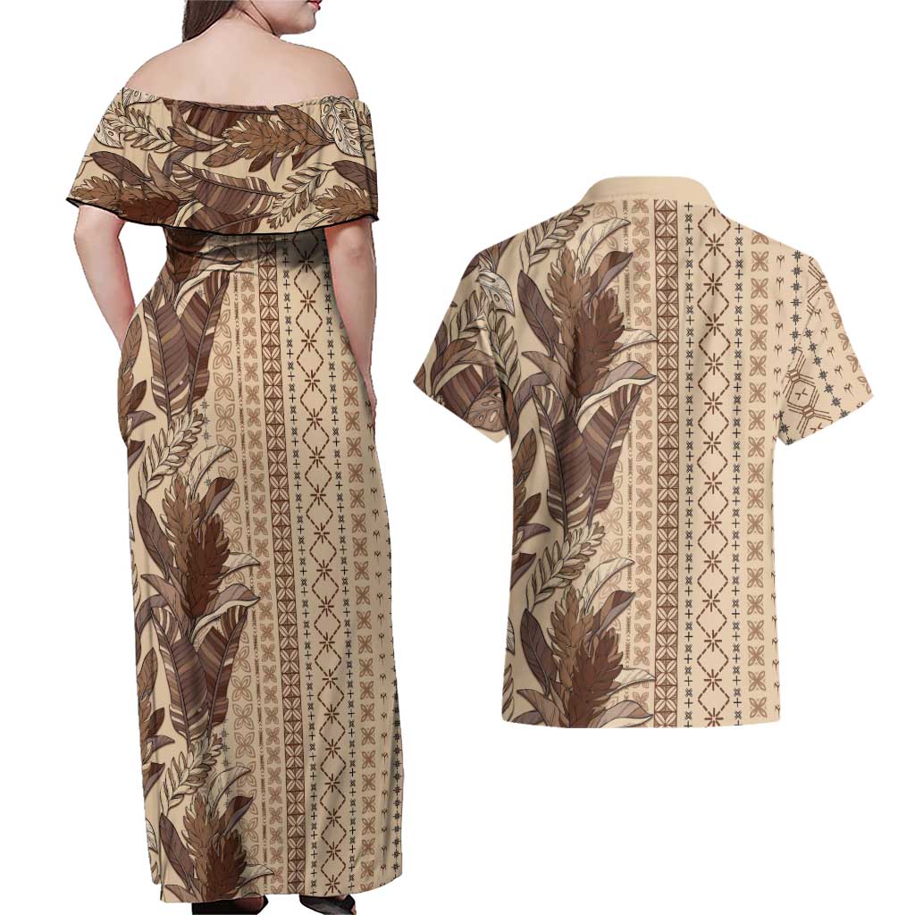 Women's Day Samoa Malu Tattoo Inspired Mix Teuila Couples Matching Off Shoulder Maxi Dress and Hawaiian Shirt Vintage Tapa LT7 - Polynesian Pride