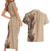 Women's Day Samoa Malu Tattoo Inspired Mix Teuila Couples Matching Short Sleeve Bodycon Dress and Hawaiian Shirt Vintage Tapa