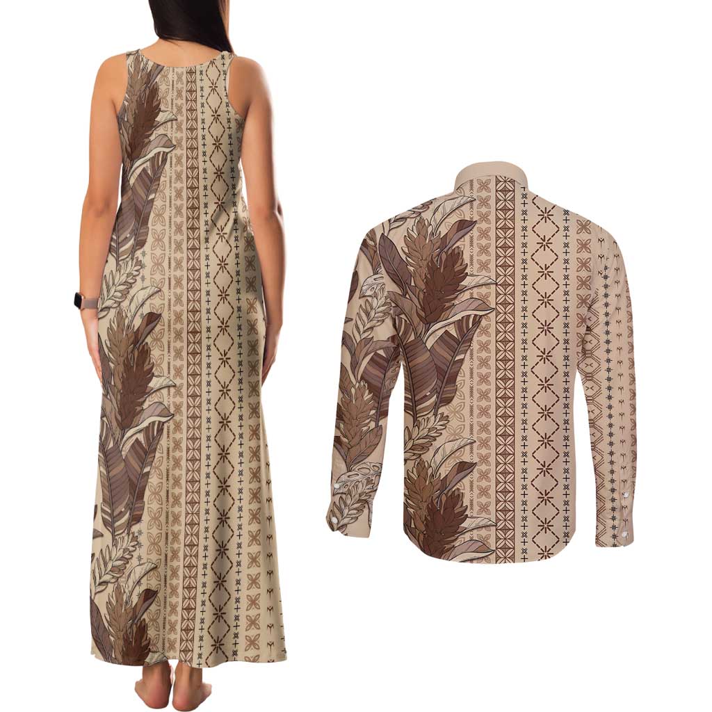 Women's Day Samoa Malu Tattoo Inspired Mix Teuila Couples Matching Tank Maxi Dress and Long Sleeve Button Shirt Vintage Tapa LT7 - Polynesian Pride