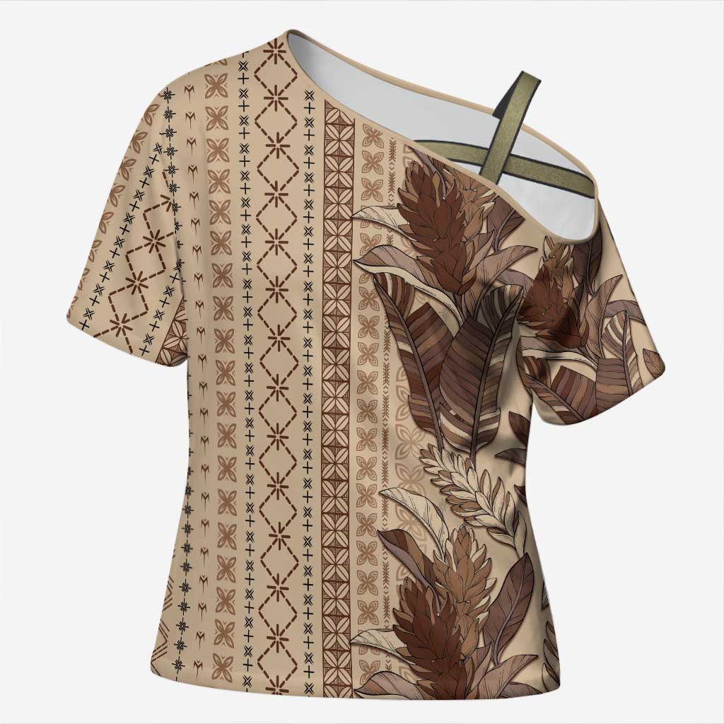 Women's Day Samoa Malu Tattoo Inspired Mix Teuila Cross Shoulder Shirt Vintage Tapa