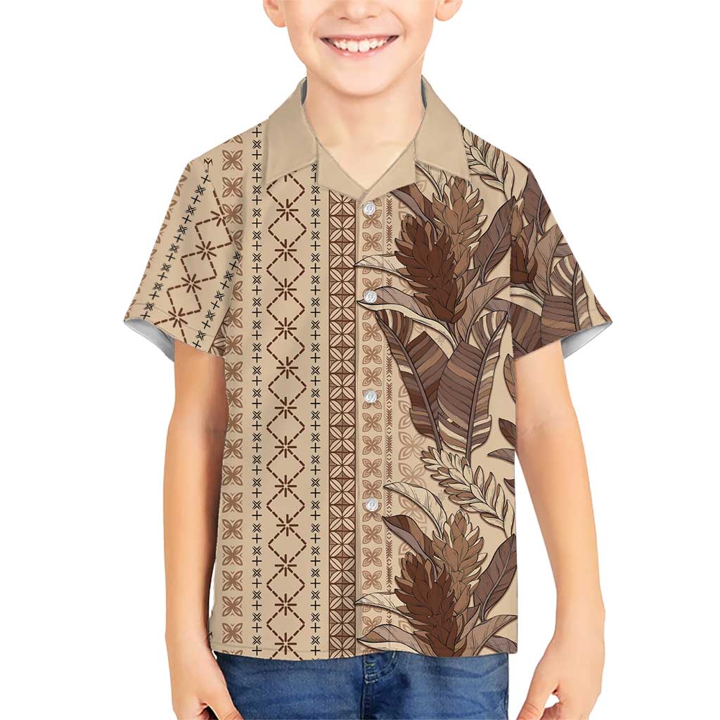Women's Day Samoa Malu Tattoo Inspired Mix Teuila Family Matching Mermaid Dress and Hawaiian Shirt Vintage Tapa LT7 Son's Shirt Beige - Polynesian Pride