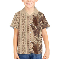 Women's Day Samoa Malu Tattoo Inspired Mix Teuila Family Matching Mermaid Dress and Hawaiian Shirt Vintage Tapa LT7 Son's Shirt Beige - Polynesian Pride