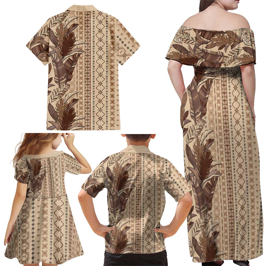 Women's Day Samoa Malu Tattoo Inspired Mix Teuila Family Matching Off Shoulder Maxi Dress and Hawaiian Shirt Vintage Tapa LT7 - Polynesian Pride