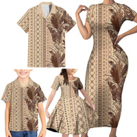 Women's Day Samoa Malu Tattoo Inspired Mix Teuila Family Matching Short Sleeve Bodycon Dress and Hawaiian Shirt Vintage Tapa LT7 - Polynesian Pride