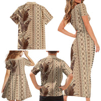 Women's Day Samoa Malu Tattoo Inspired Mix Teuila Family Matching Short Sleeve Bodycon Dress and Hawaiian Shirt Vintage Tapa LT7 - Polynesian Pride
