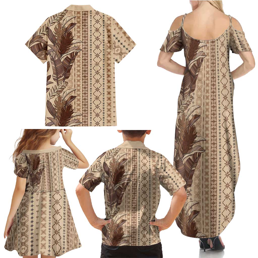 Women's Day Samoa Malu Tattoo Inspired Mix Teuila Family Matching Summer Maxi Dress and Hawaiian Shirt Vintage Tapa LT7 - Polynesian Pride