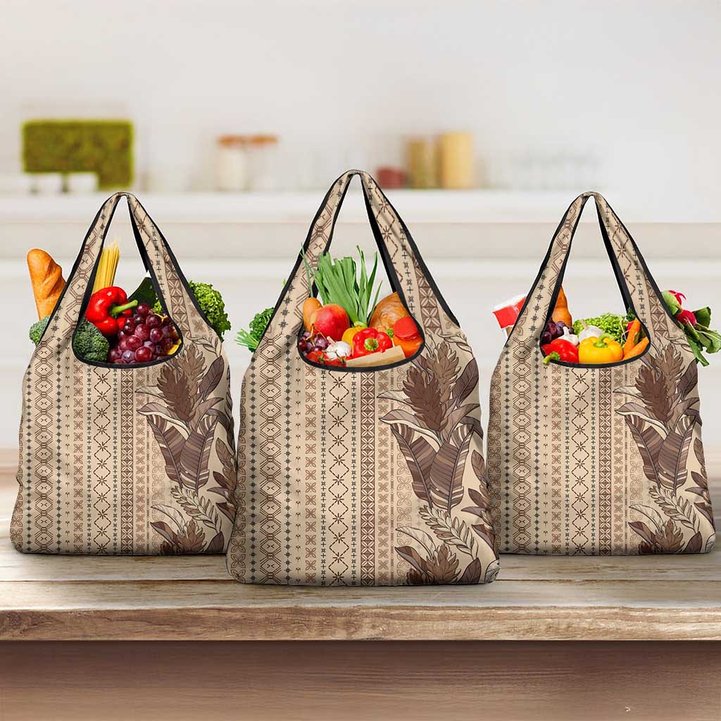 Women's Day Samoa Malu Tattoo Inspired Mix Teuila Grocery Bag Vintage Tapa LT7 3-pack One Size Beige - Polynesian Pride
