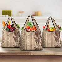 Women's Day Samoa Malu Tattoo Inspired Mix Teuila Grocery Bag Vintage Tapa LT7 3-pack One Size Beige - Polynesian Pride