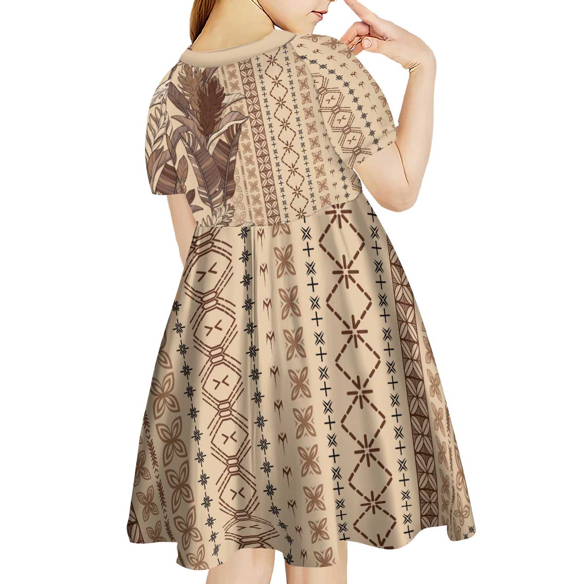 Women's Day Samoa Malu Tattoo Inspired Mix Teuila Kid Short Sleeve Dress Vintage Tapa LT7 - Polynesian Pride