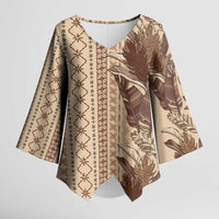 Women's Day Samoa Malu Tattoo Inspired Mix Teuila Kimono Sleeve Blouse Vintage Tapa