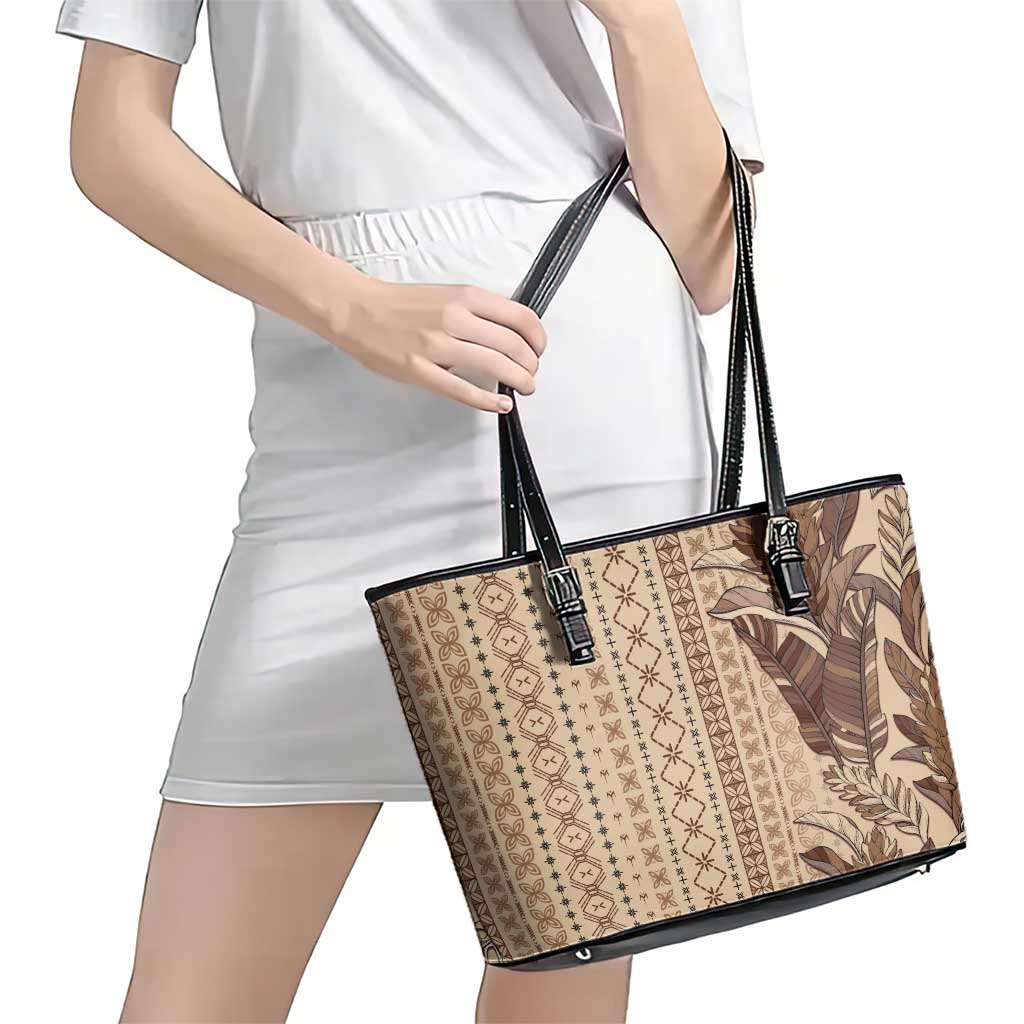 Women's Day Samoa Malu Tattoo Inspired Mix Teuila Leather Tote Bag Vintage Tapa
