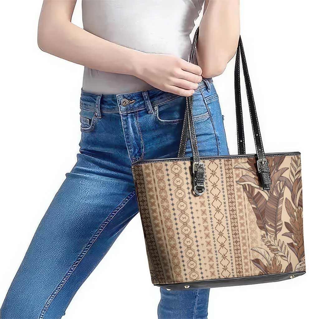 Women's Day Samoa Malu Tattoo Inspired Mix Teuila Leather Tote Bag Vintage Tapa