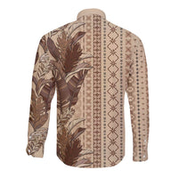 Women's Day Samoa Malu Tattoo Inspired Mix Teuila Long Sleeve Button Shirt Vintage Tapa
