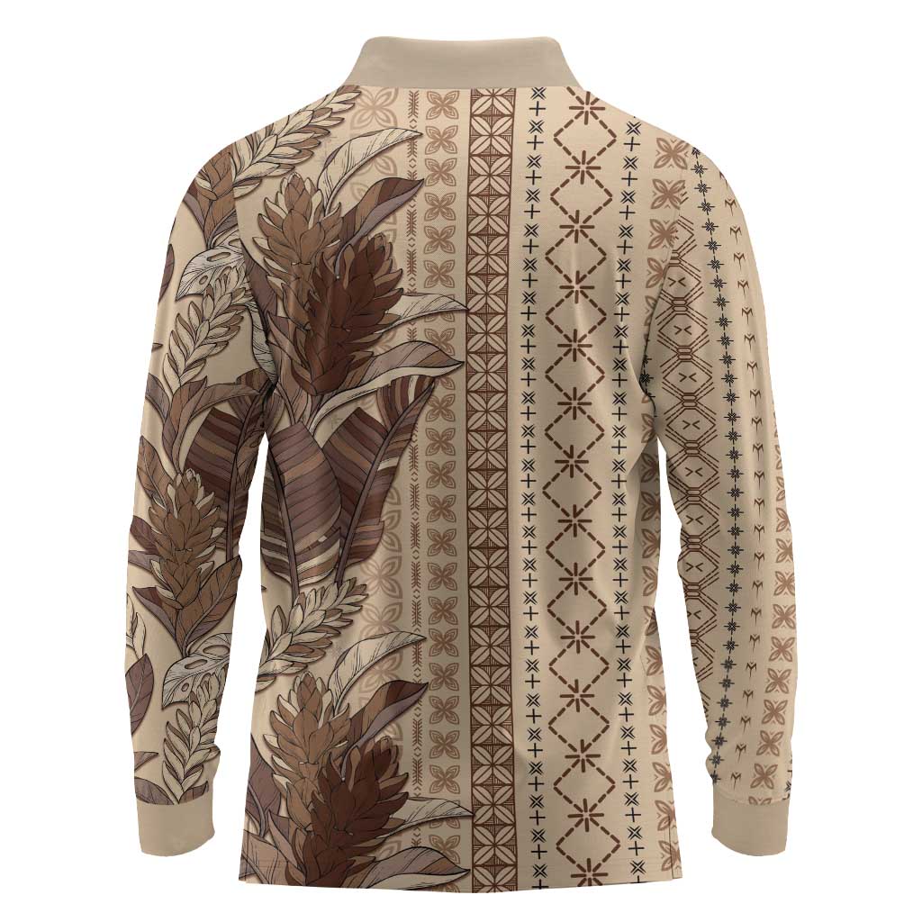 Women's Day Samoa Malu Tattoo Inspired Mix Teuila Long Sleeve Polo Shirt Vintage Tapa LT7 - Polynesian Pride