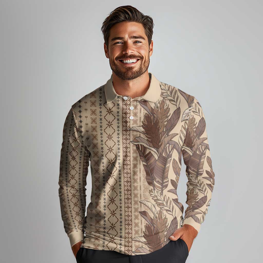 Women's Day Samoa Malu Tattoo Inspired Mix Teuila Long Sleeve Polo Shirt Vintage Tapa LT7 - Polynesian Pride