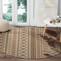 Women's Day Samoa Malu Tattoo Inspired Mix Teuila Round Carpet Vintage Tapa