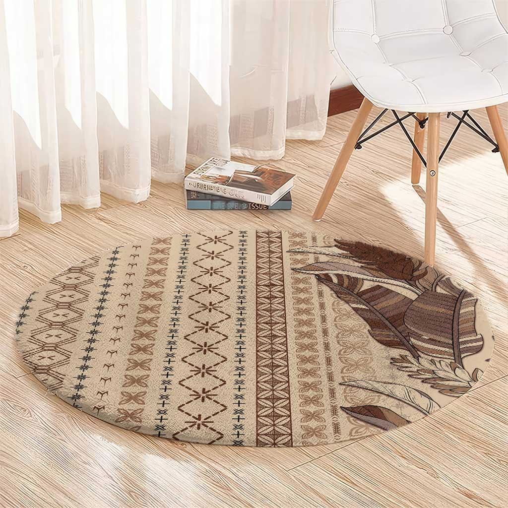 Women's Day Samoa Malu Tattoo Inspired Mix Teuila Round Carpet Vintage Tapa
