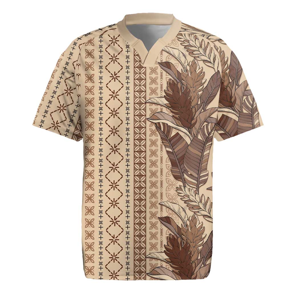 Women's Day Samoa Malu Tattoo Inspired Mix Teuila Rugby Jersey Vintage Tapa LT7 Beige - Polynesian Pride