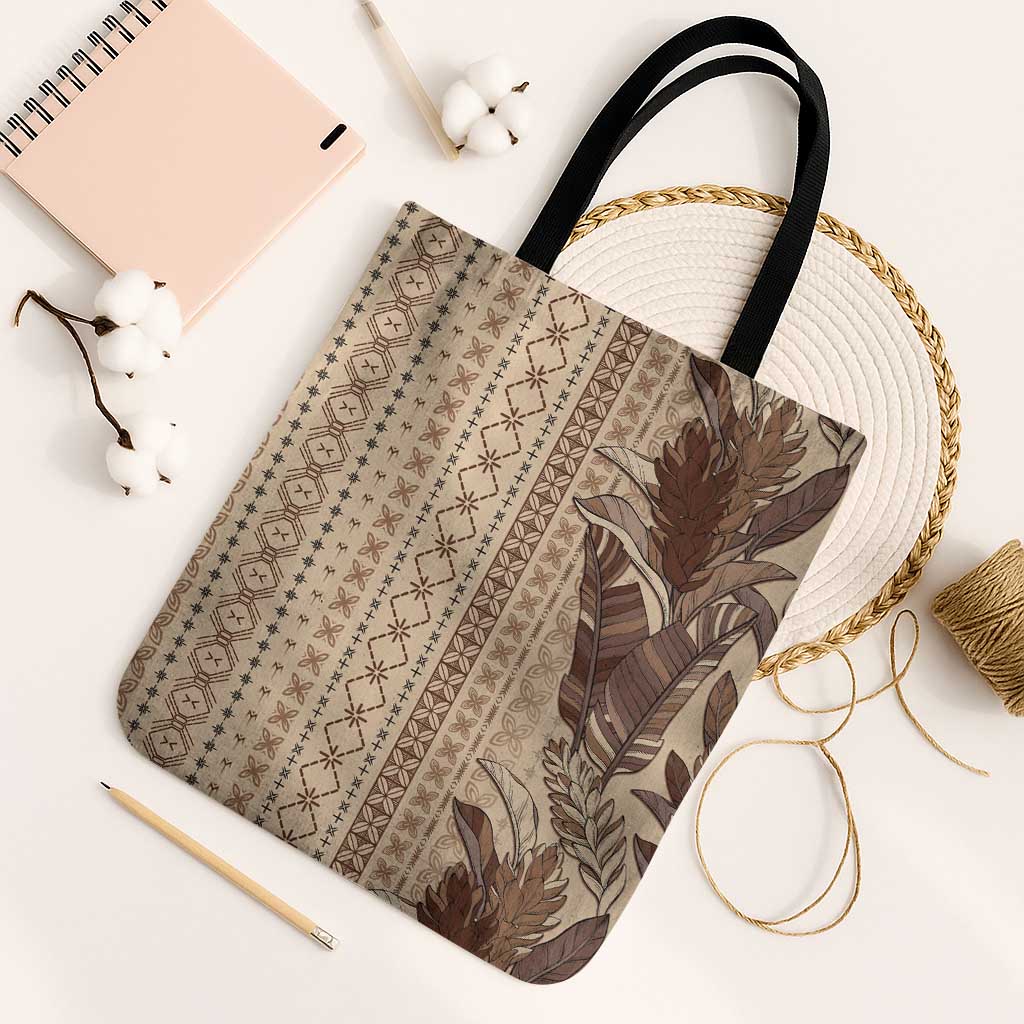 Women's Day Samoa Malu Tattoo Inspired Mix Teuila Tote Bag Vintage Tapa LT7 Black Strap One Size Beige - Polynesian Pride