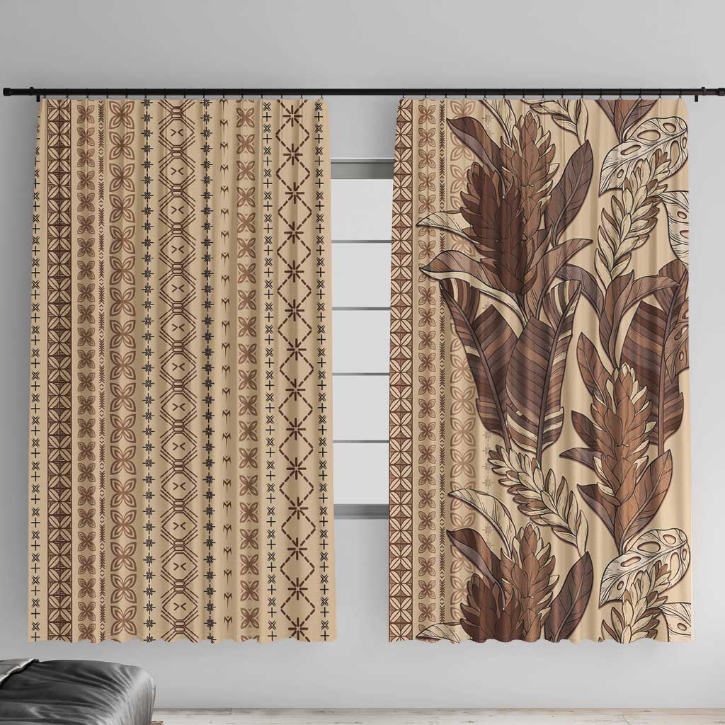 Women's Day Samoa Malu Tattoo Inspired Mix Teuila Window Curtain Vintage Tapa