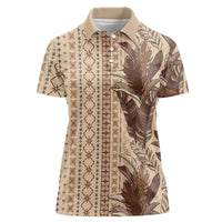 Women's Day Samoa Malu Tattoo Inspired Mix Teuila Women Polo Shirt Vintage Tapa LT7 Female Beige - Polynesian Pride