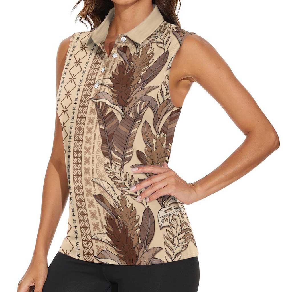 Women's Day Samoa Malu Tattoo Inspired Mix Teuila Women Sleeveless Polo Shirt Vintage Tapa LT7 - Polynesian Pride