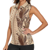 Women's Day Samoa Malu Tattoo Inspired Mix Teuila Women Sleeveless Polo Shirt Vintage Tapa LT7 - Polynesian Pride