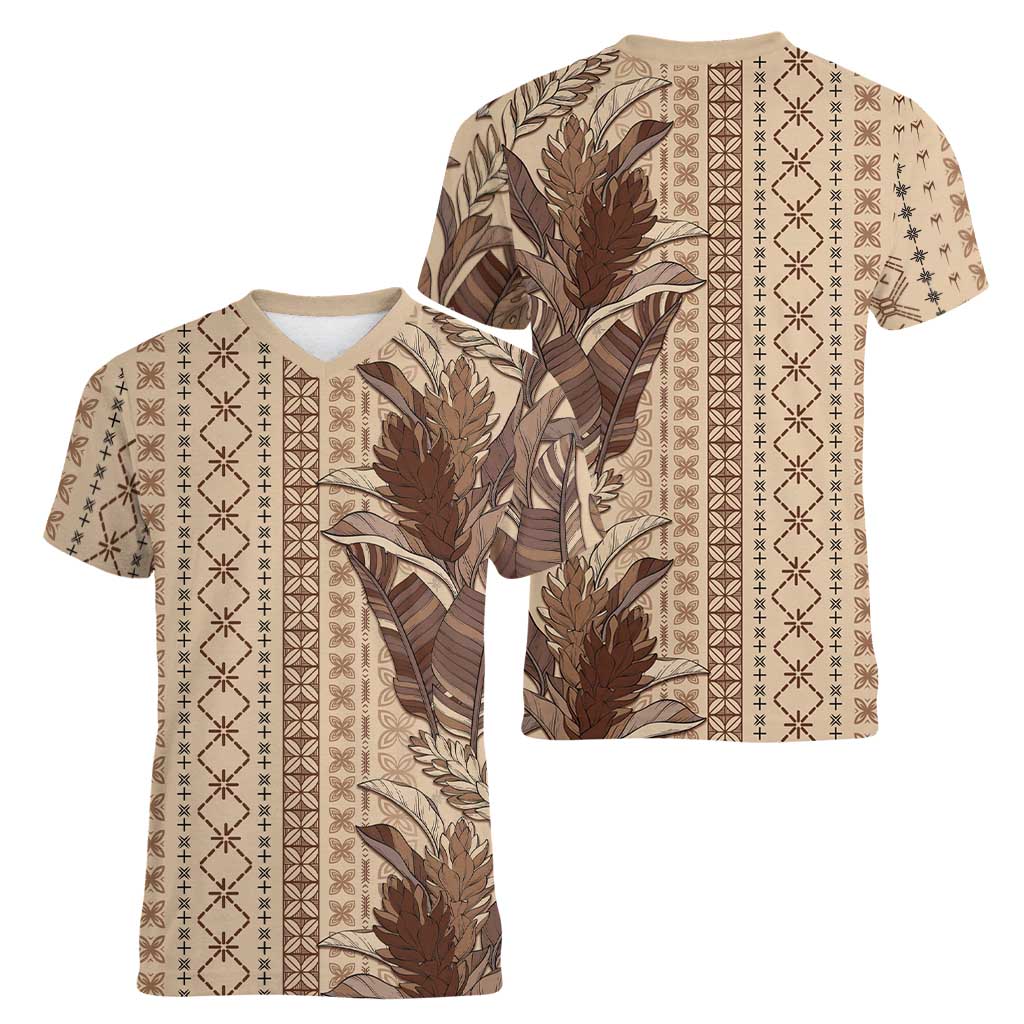 Women's Day Samoa Malu Tattoo Inspired Mix Teuila Women V-Neck T-Shirt Vintage Tapa LT7 - Polynesian Pride