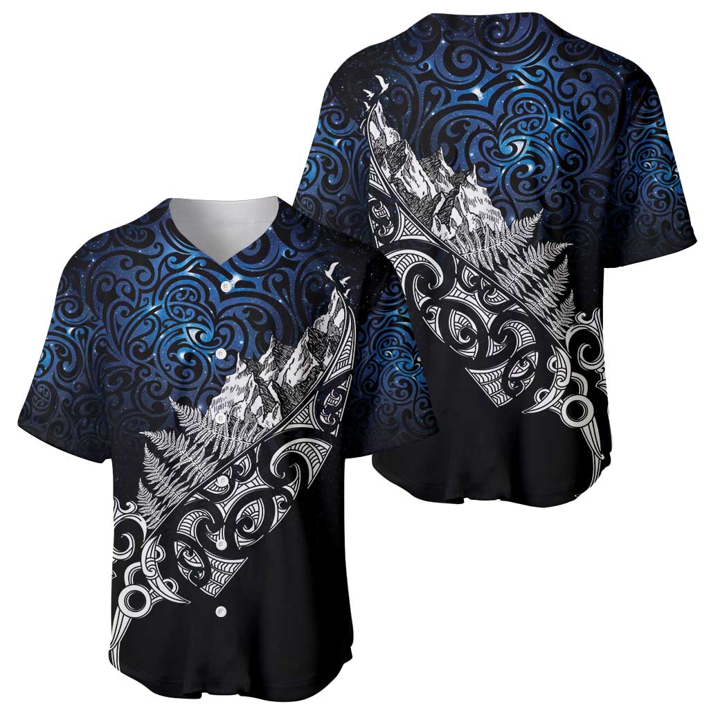 Maori Matariki Baseball Jersey Landscape Styled Fern - Galaxy