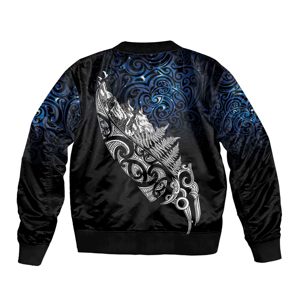 Maori Matariki Bomber Jacket Landscape Styled Fern - Galaxy