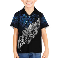Maori Matariki Family Matching Short Sleeve Bodycon Dress and Hawaiian Shirt Landscape Styled Fern - Galaxy