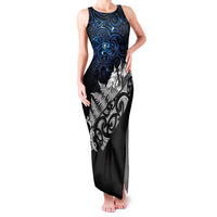 Maori Matariki Family Matching Tank Maxi Dress and Hawaiian Shirt Landscape Styled Fern - Galaxy