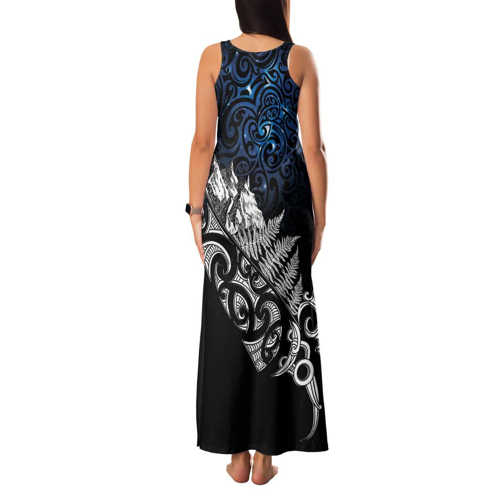 Maori Matariki Family Matching Tank Maxi Dress and Hawaiian Shirt Landscape Styled Fern - Galaxy