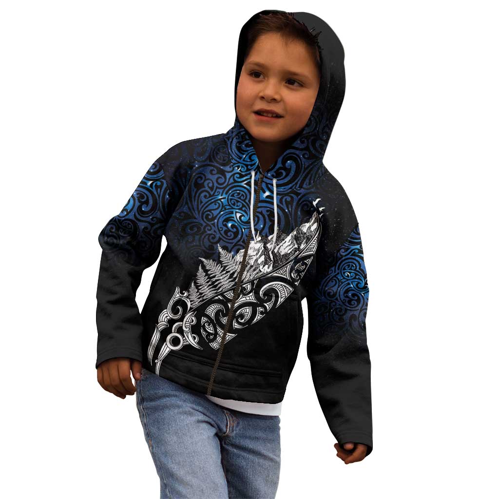 Maori Matariki Kid Hoodie Landscape Styled Fern - Galaxy