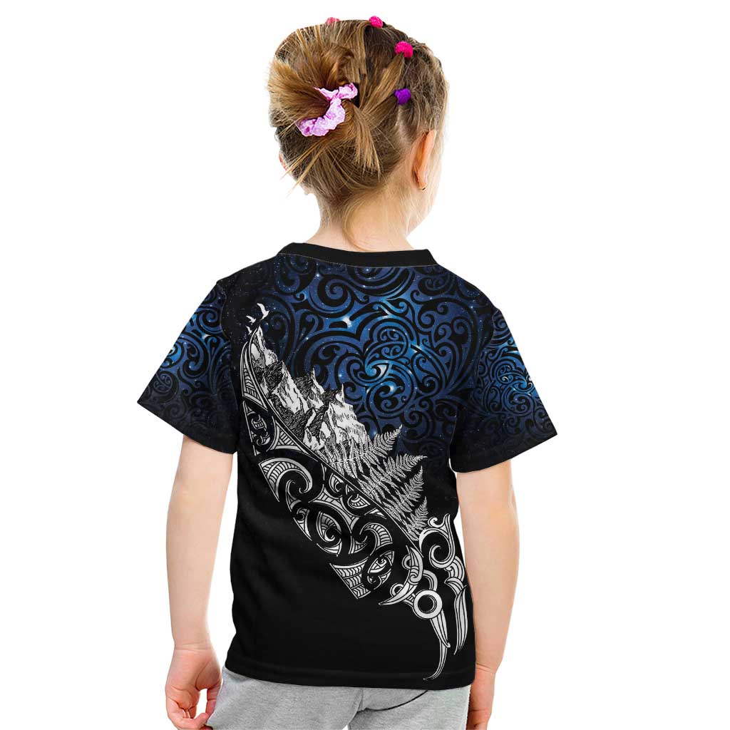 Maori Matariki Kid T Shirt Landscape Styled Fern - Galaxy