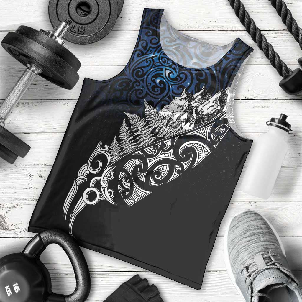 Maori Matariki Men Tank Top Landscape Styled Fern - Galaxy