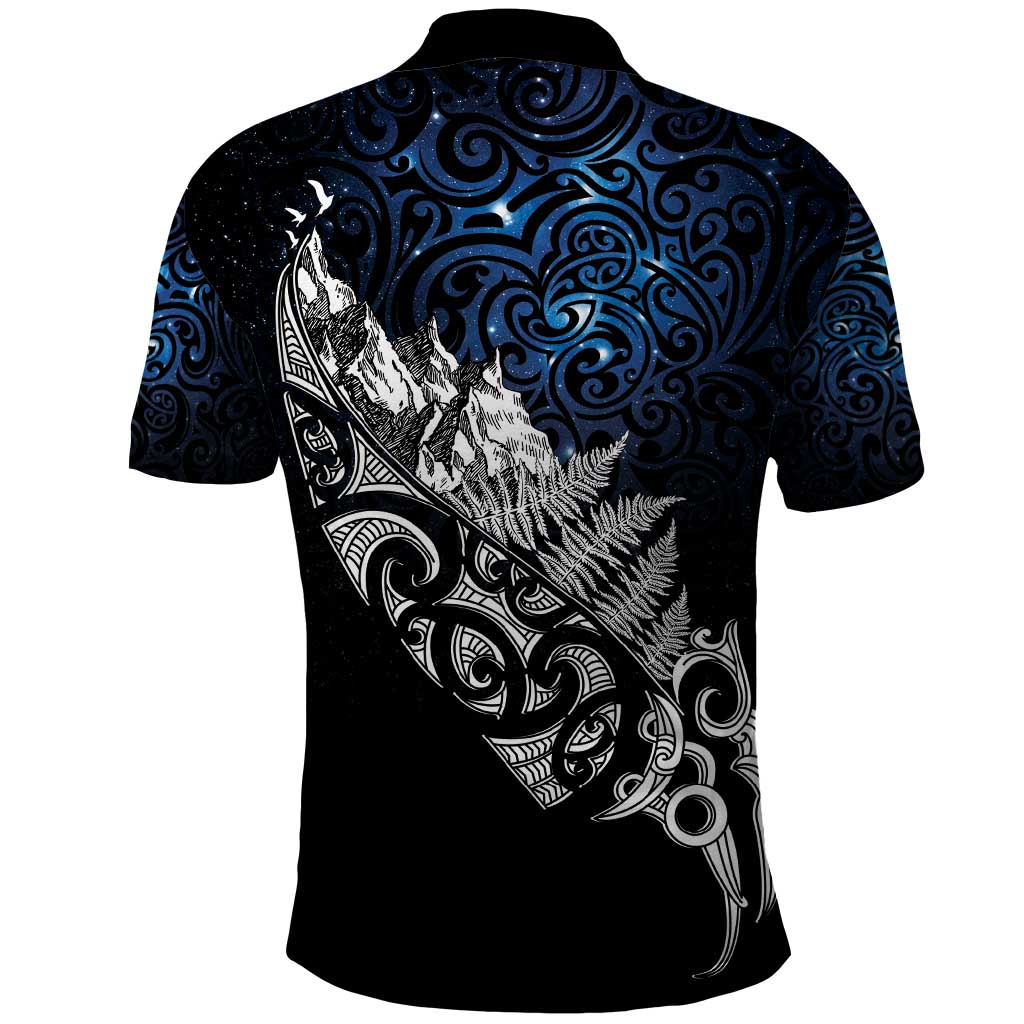 Maori Matariki Polo Shirt Landscape Styled Fern - Galaxy
