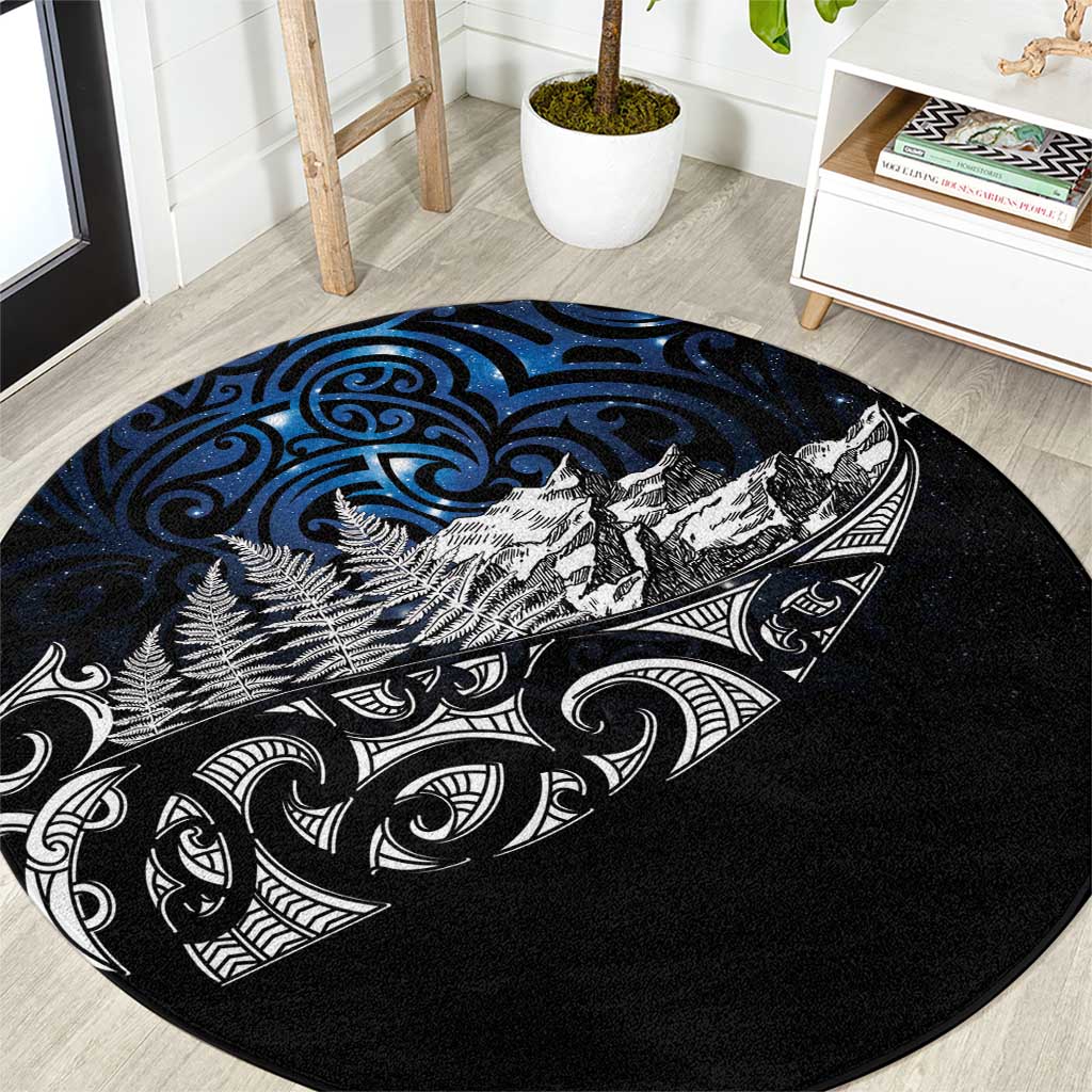 Maori Matariki Round Carpet Landscape Styled Fern - Galaxy