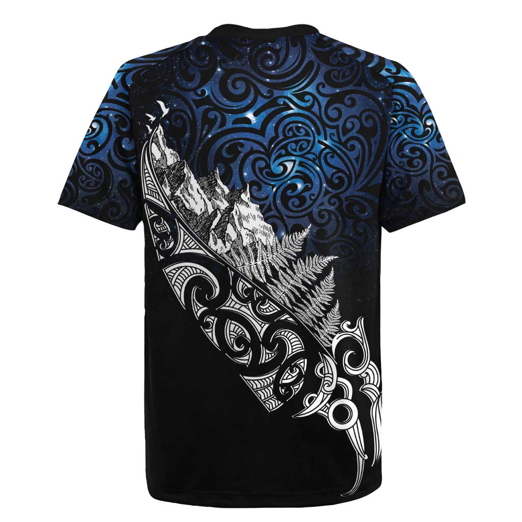 Maori Matariki Rugby Jersey Landscape Styled Fern - Galaxy LT7 - Polynesian Pride