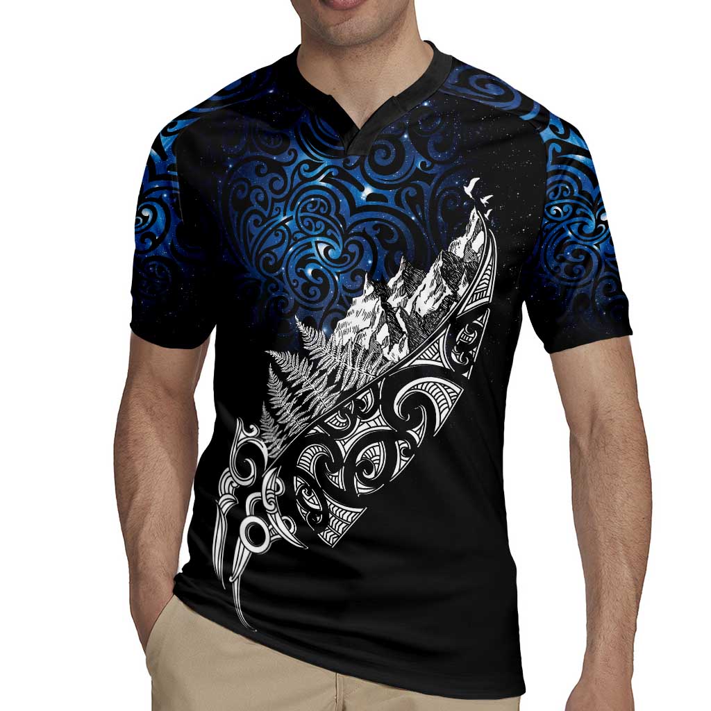 Maori Matariki Rugby Jersey Landscape Styled Fern - Galaxy LT7 - Polynesian Pride